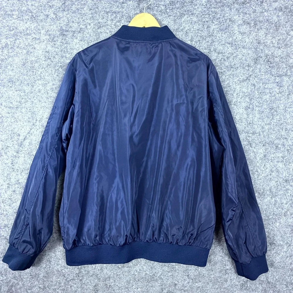 Original Deluxe Bomber Jacket Mens Large Navy Blue Full Zip Winter Everyday Wear